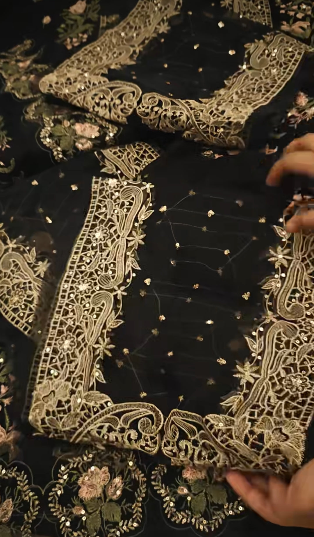 ETHNIC 2PC ARTICLE MARINA DHANAK WITH EMBROIDERED KAALORBLACKIU9I5