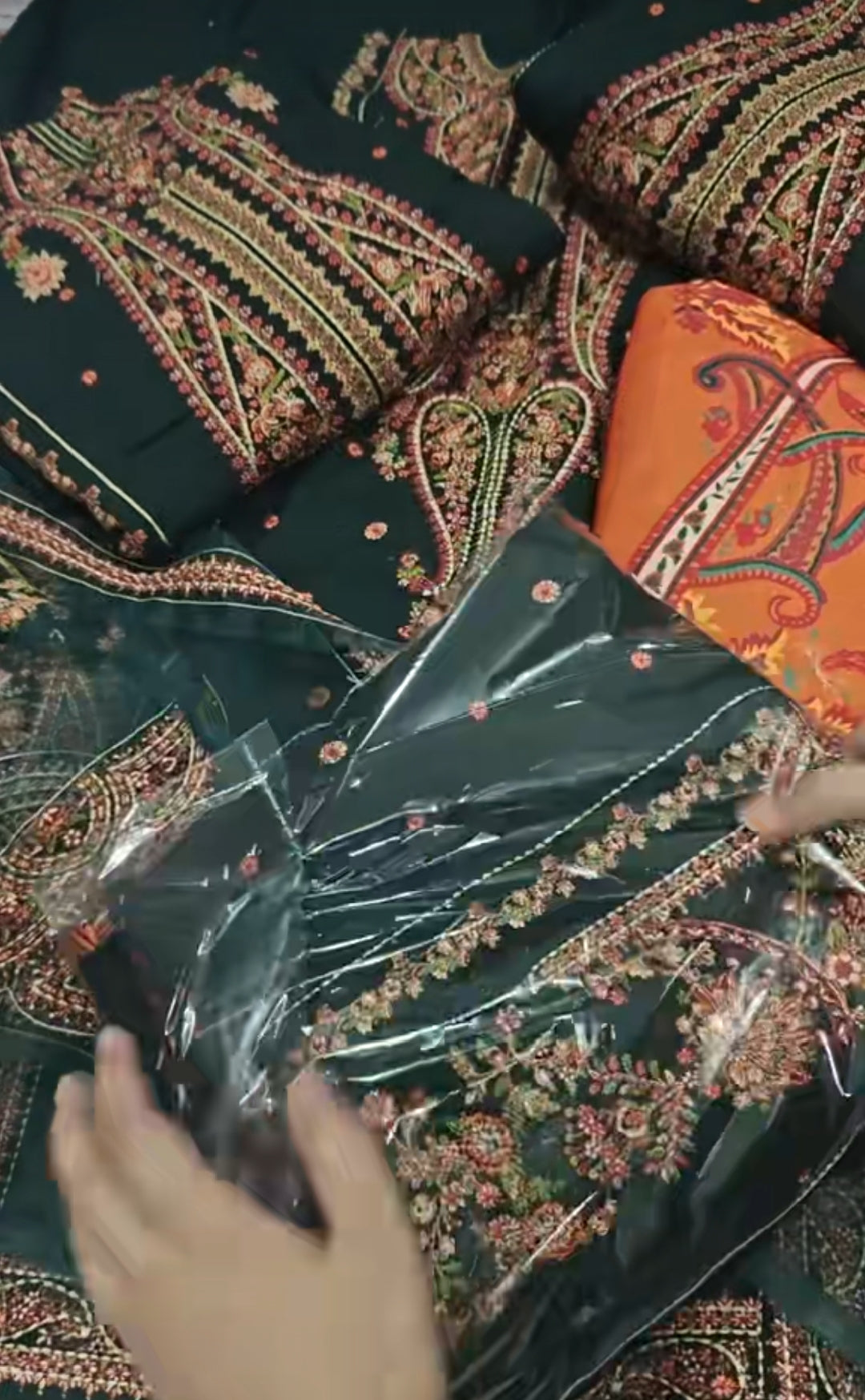 Hussain rehar 3pc article marina dhanak heavy embroidered greenhussaiykn
