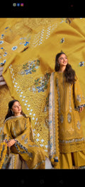 MOTIFZ DHANK MUSTARD SAJAL ALI LAZER DRESS638300