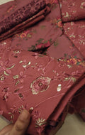 Charizma 2pc embroidery dhank with printed trouser 63100pink