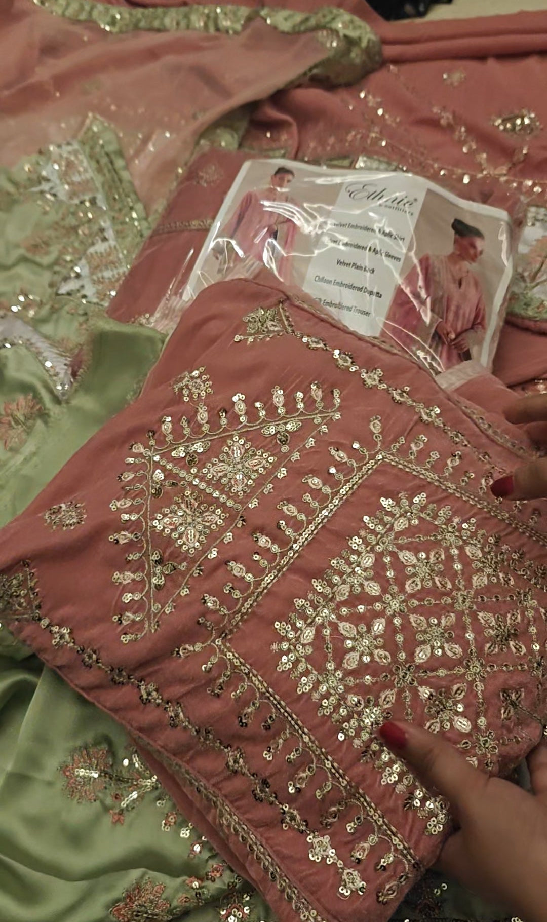 ETHNIC 3PC VELVET 3PC ARTICLE 91027829PINK