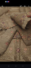 SUFFUS KHADI NET EMBROIDERY ARTICLE BEIG5550011