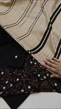 DHANAK 3 PIECE ARTICLE WITH VELVET LINES SHAWL