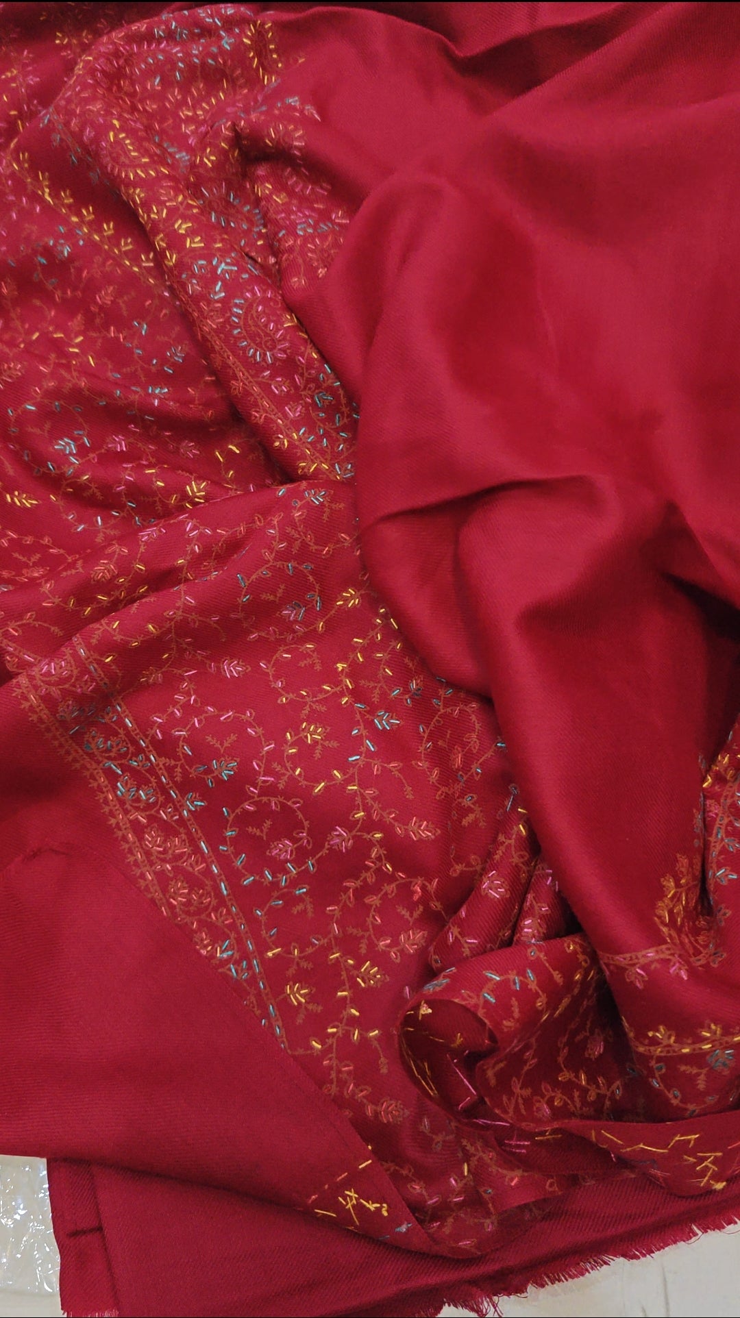 PASHMINA HANDMADE EMBROIDERY 3 PIECE RED
