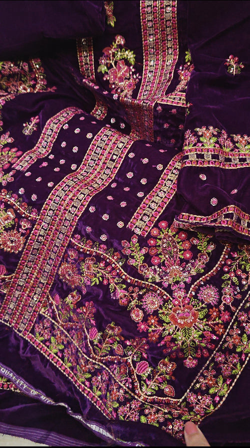 ANEELAS EMBROIDERED VELVET 2 PIECE ARTICLE UNSTICHED