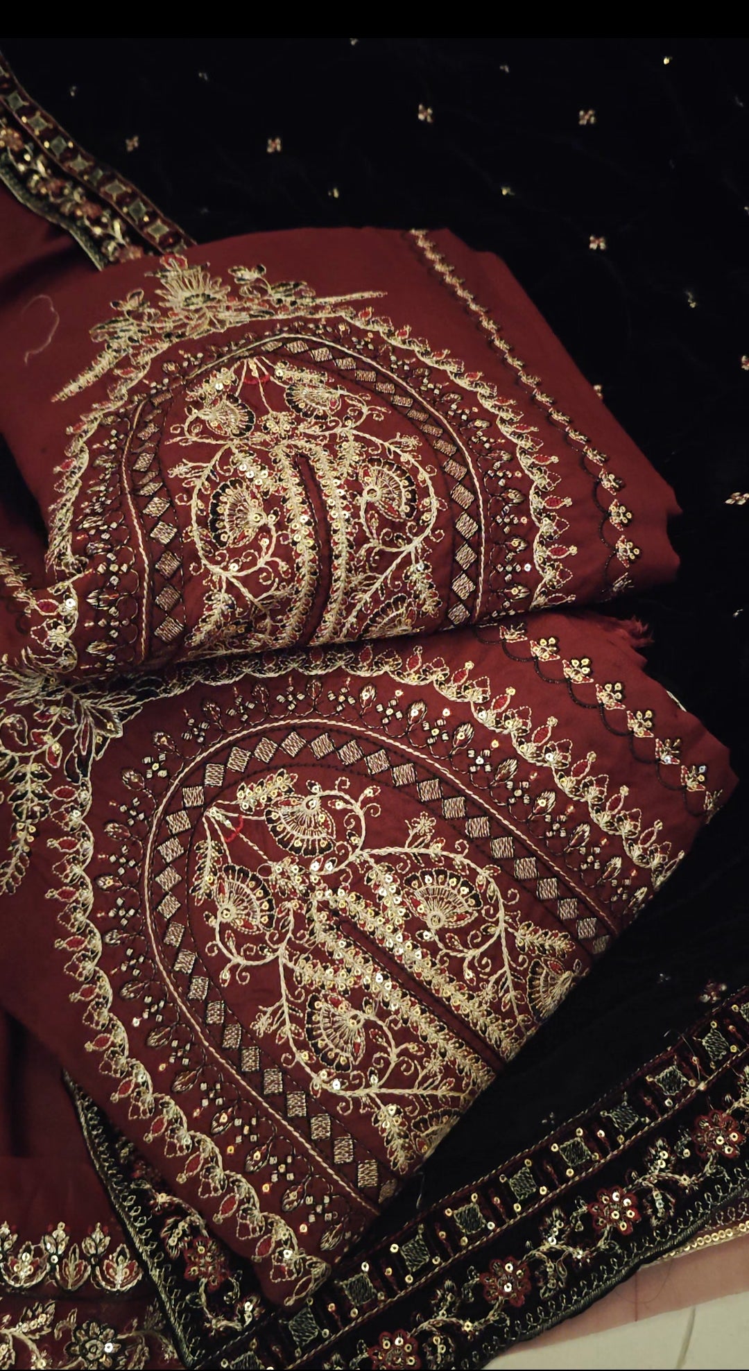 DHANAK MARINA VELVET SHAWL 3 PIECE DRESS