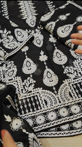 KHADI NET WEDDING LUXURY BLACK DRESS 2 PIECE