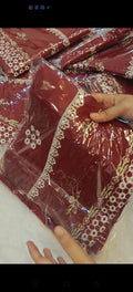 SOBIA NAZIR LAWN MEHROON CHIKENKARI MEH05018S
