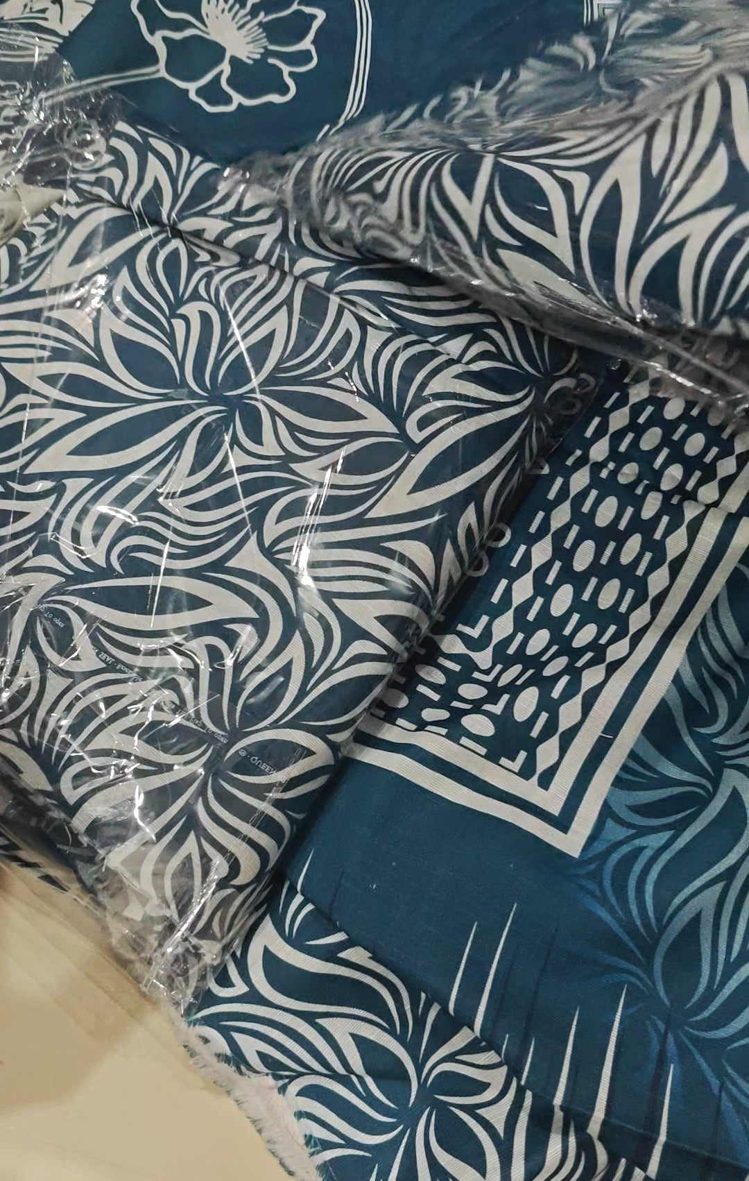 ALKARAM 3pc khaddar blue spider1839990