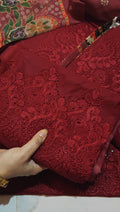 NEW BEAUTIFUL MEHROON EMBROIDERED LUXURY DRESS HAH627