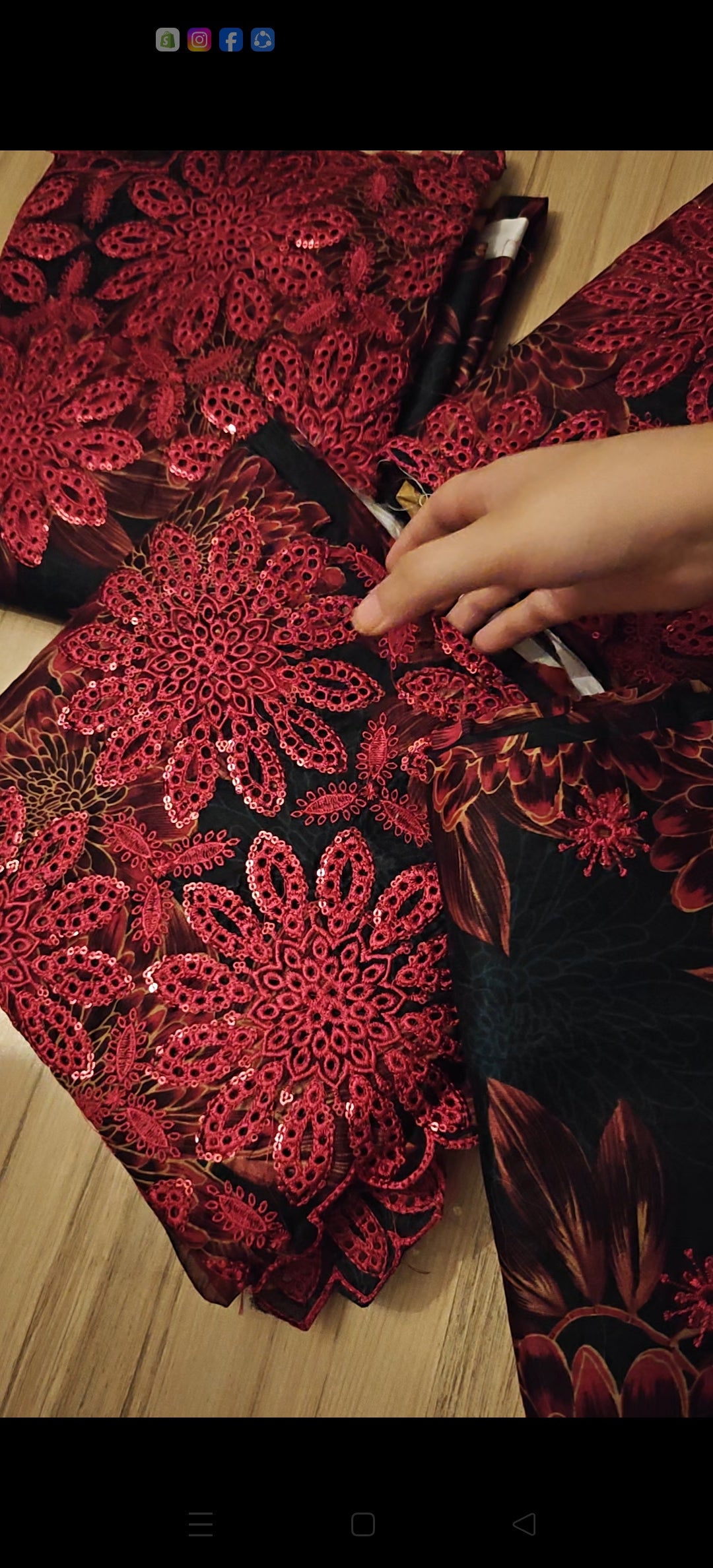 RAMSHA LAWN 3PC LUXURY EMBROIDERY RED615890