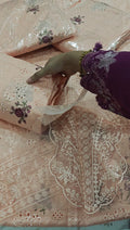QALAMQAHAR 3 PIECE ARTICLE IN LUXURY EMBROIDERED DRESS NSPAT839
