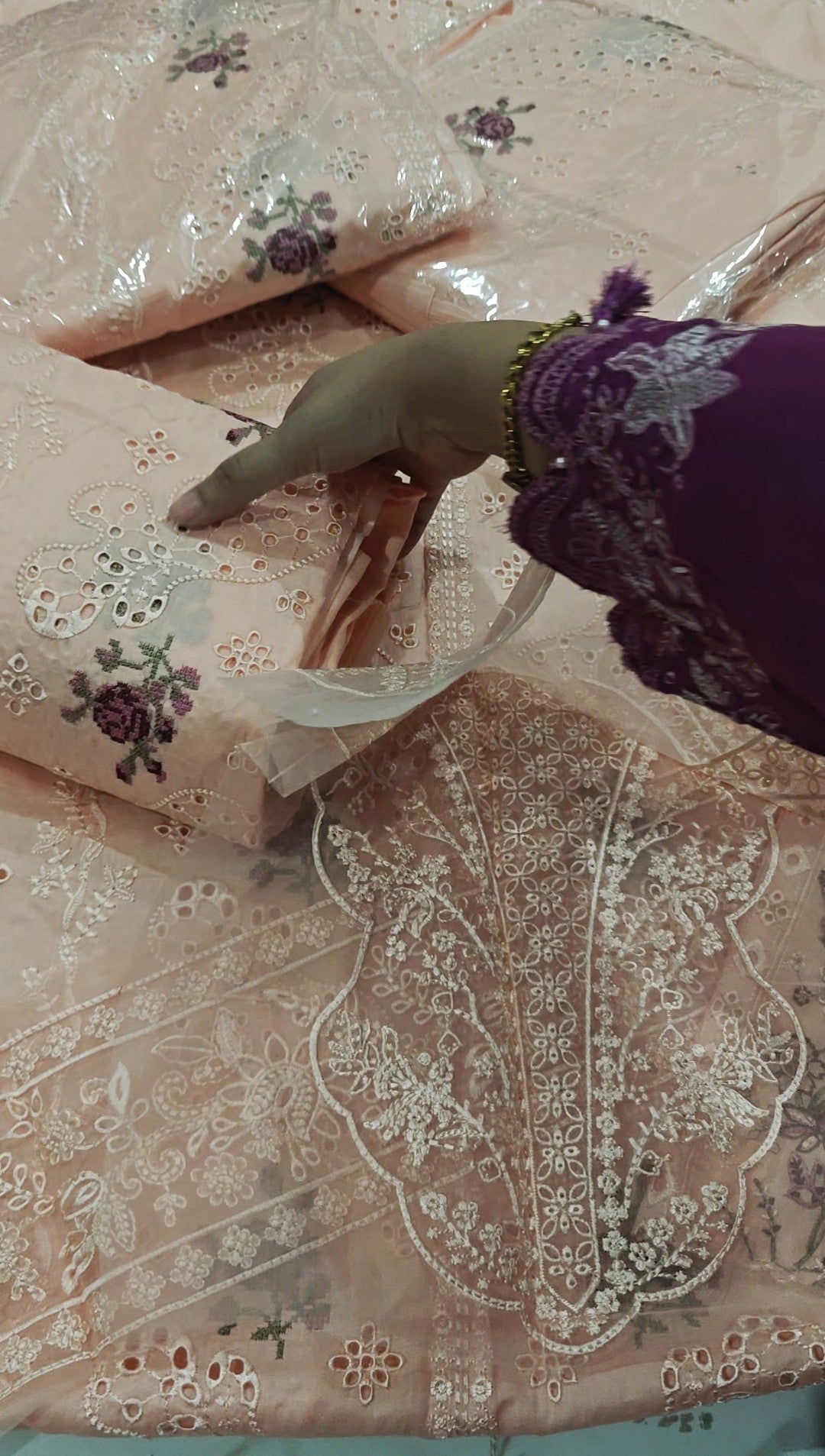 QALAMQAHAR 3 PIECE ARTICLE IN LUXURY EMBROIDERED DRESS NSPAT839