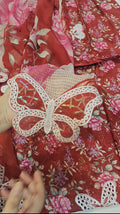 MARIA B BUTTERFLY RUSTY MEHROON ALL OVER DRESSS LABSU62O