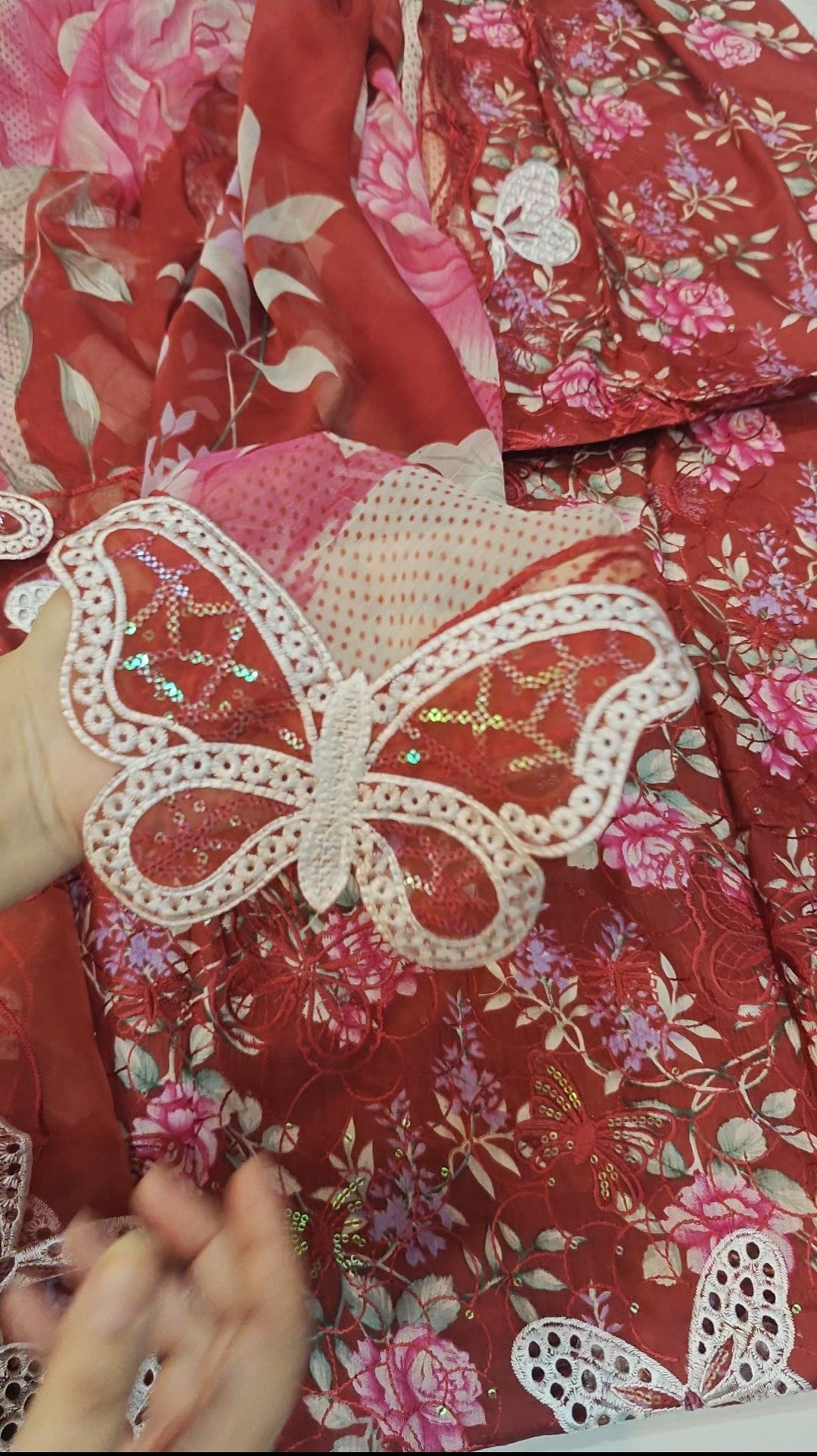 MARIA B BUTTERFLY RUSTY MEHROON ALL OVER DRESSS LABSU62O
