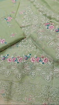 KAHF 3PC LAWN EMBROIDERY ROYAL EID SUIT PISTACHIO8811