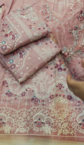 3PC LAWN ELAAF TPINK WITH PATCHES MEEETHA72134