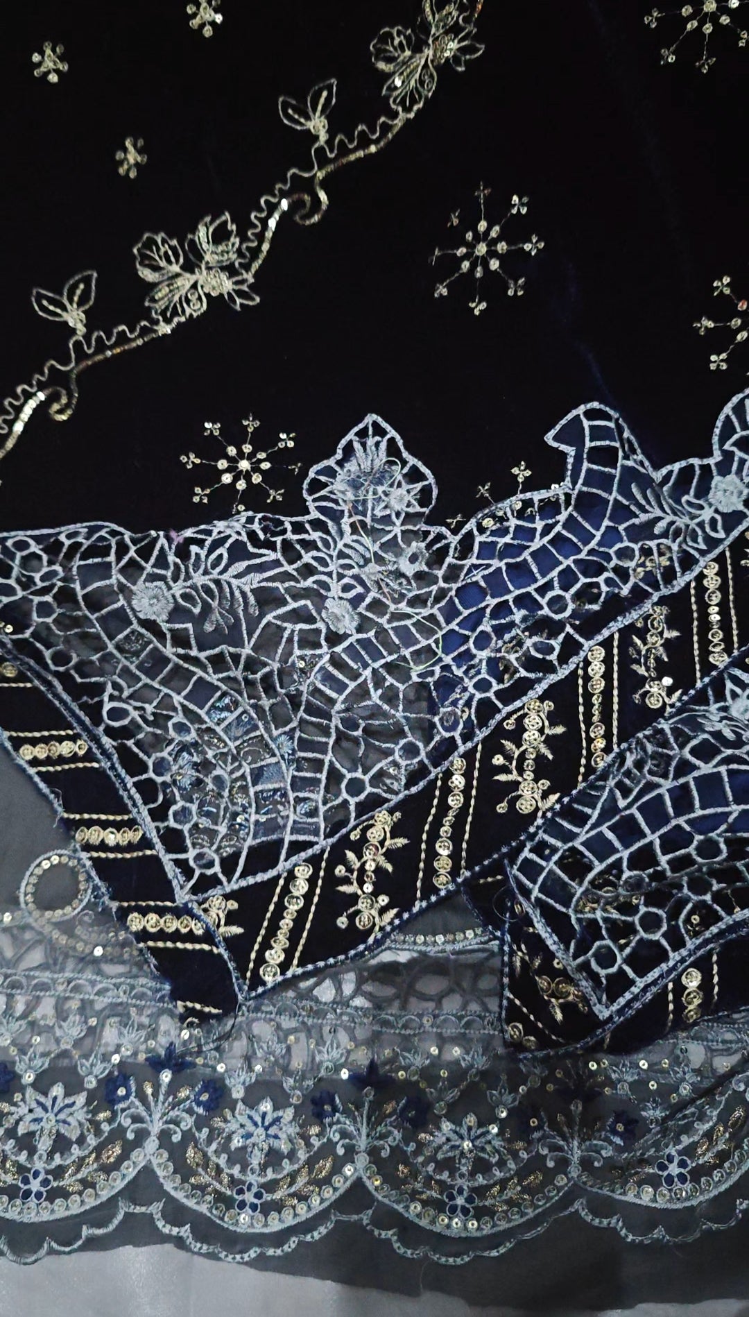 PEACH WOOL VELVET DUPPATA 3 PIECE ARTICLE