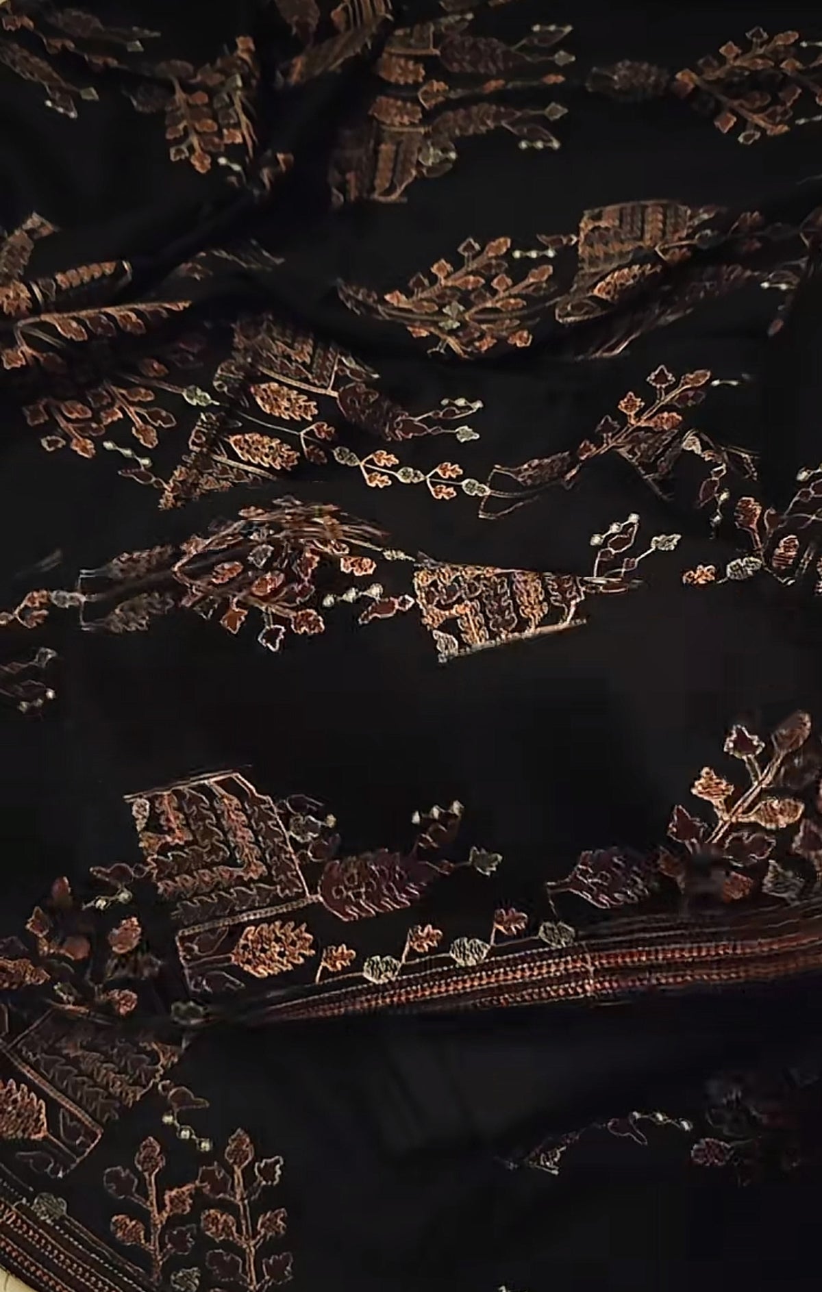 BAREEZE 3PC ARTICLE BEAUTIFUL DHANAK MARINA OR DUPATTA EMBROIDERED BLACKYUYT
