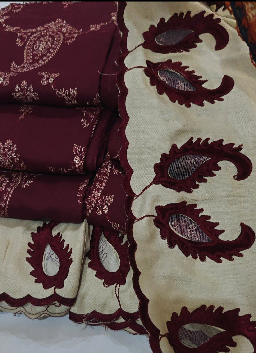 PEACHWHOOL DHANAK EMBROIDERED 3 PIECE ARTICLE