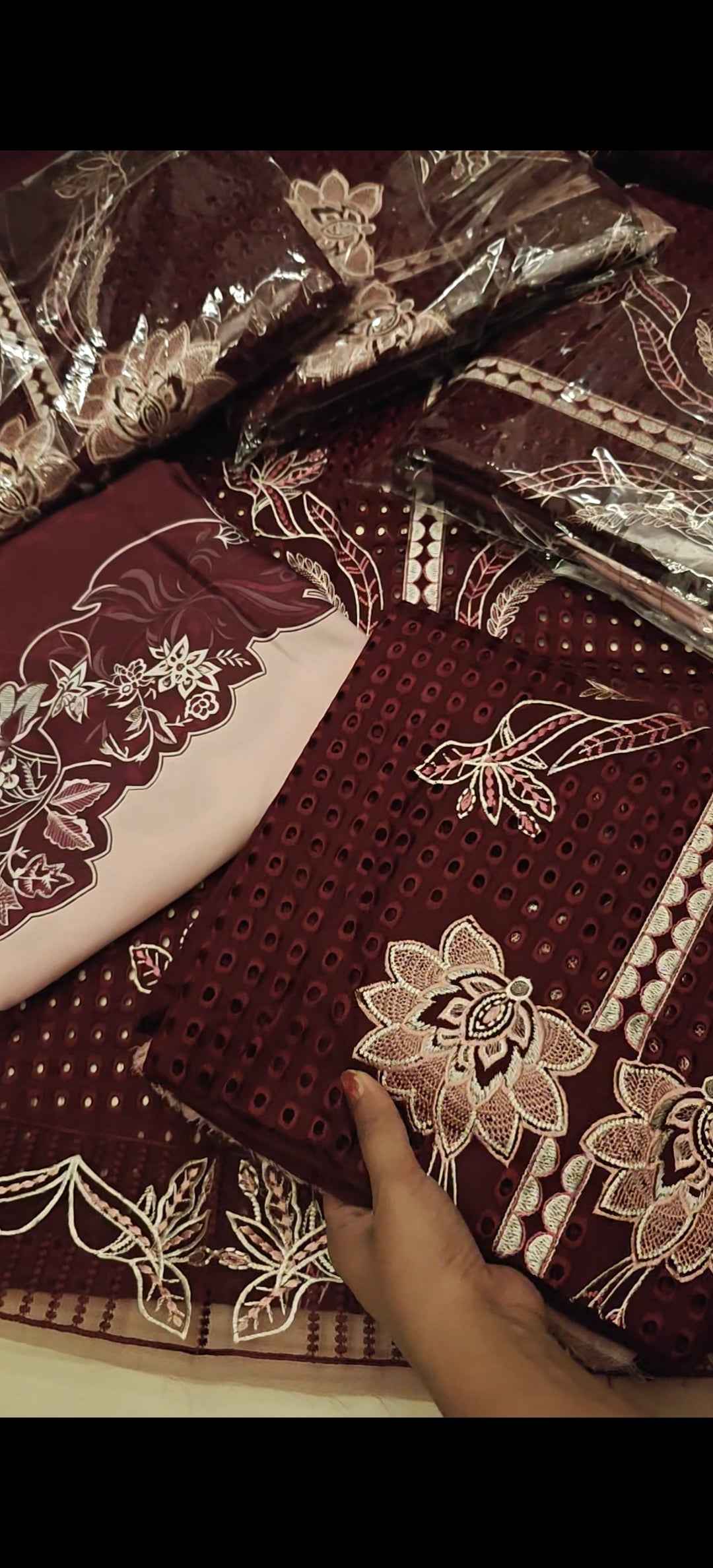 SAIRA SHAKIRA MEHROON 3PC MARINA CHIKENKARI LUXURY0221