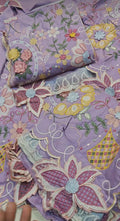 MARINA DHANAK FABRIC 3PC ARTICLE WINTER SEQUENCE EMBROIDERED 3DFLOWER LALIC