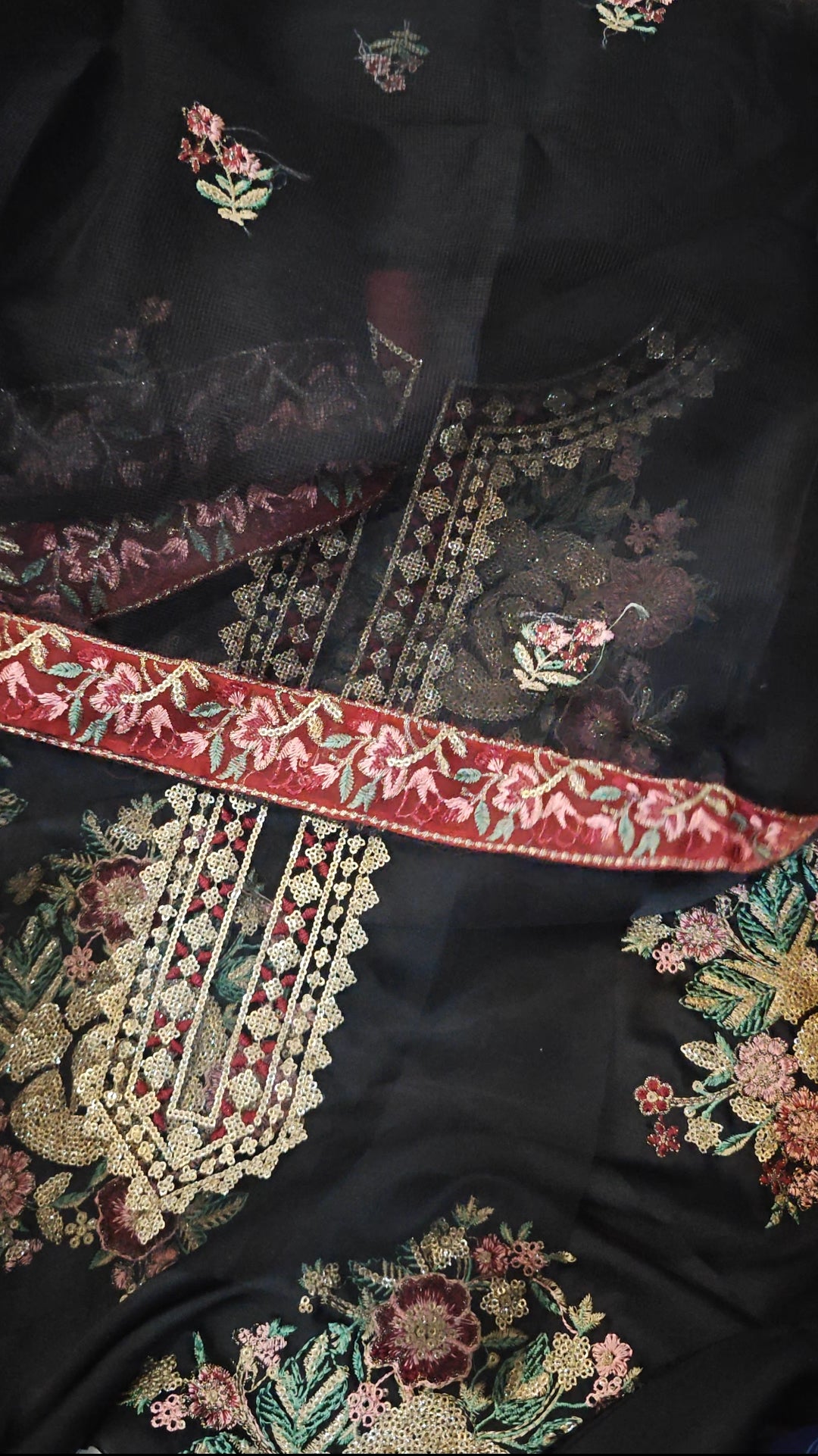 ETHNIC EMBROIDERED SILK 3 PIECE DRESS