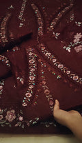 HAND MADE LAWN MEHROON0982