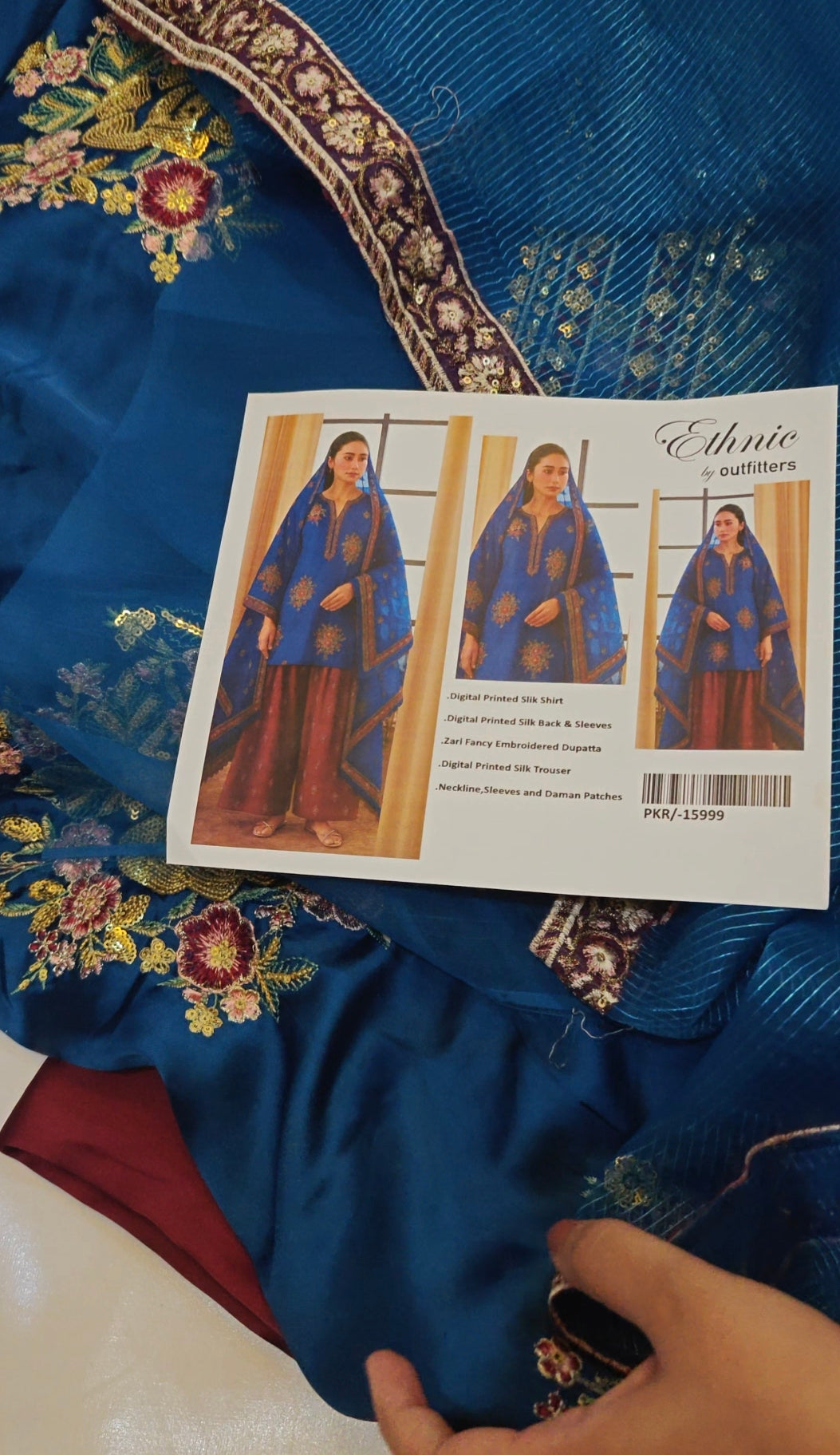 ETHNIC EMBROIDERED SILK 3 PIECE DRESS