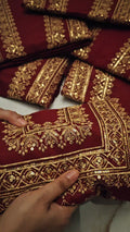 MEHROON 3 PCS BEAUTIFUL EMBROIDERED ARTICLE MSJJP7