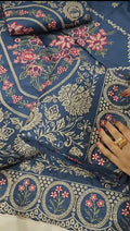 CHARIZMA DHANAK MARINA FABRIC 3PC ARTICLE WINTER SEQUENCE EMBROIDERED PONBLUEFLOWER
