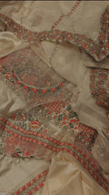 HUSSAIN REHAR SILK 3 PIECE DRESS BEAUTIFUL WEDDING DRESS CREAM455