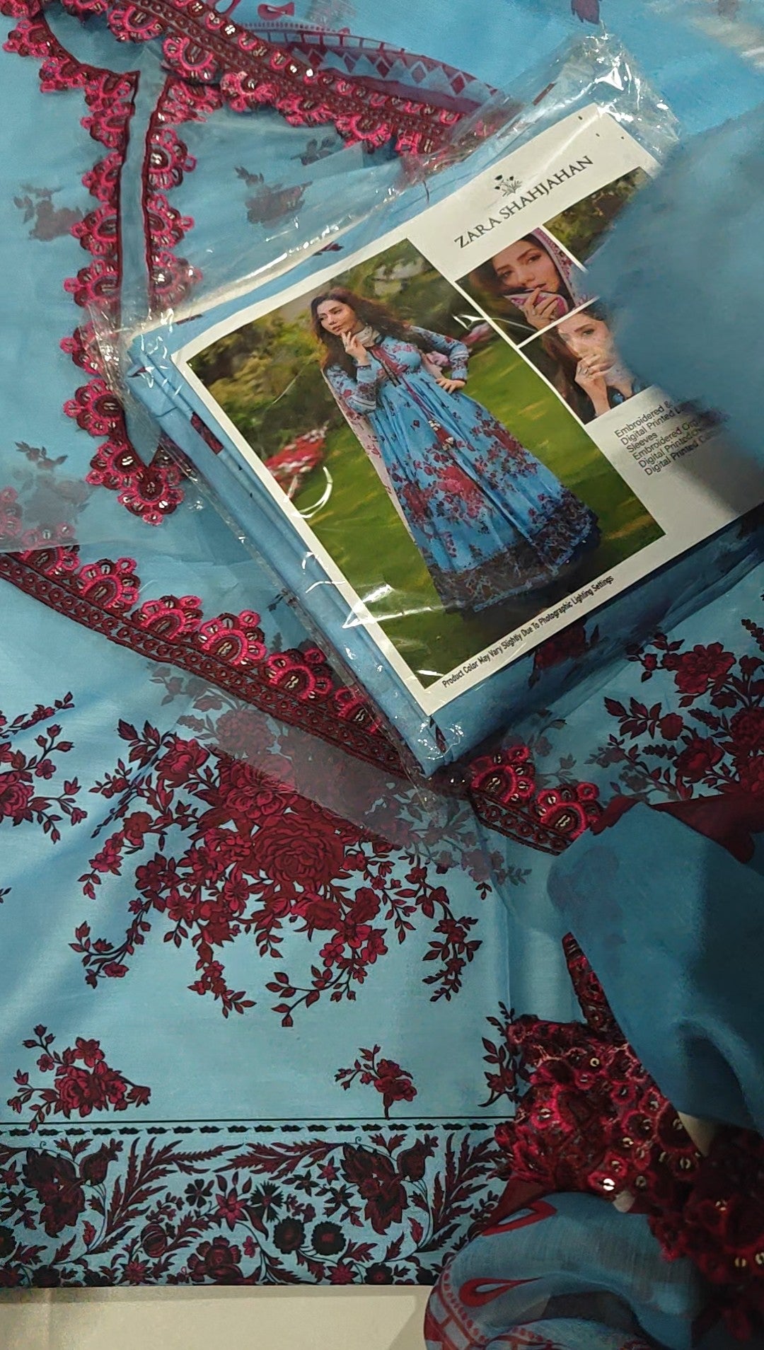 ZARA SHAHJAHAN 3 PIECE ALL OVER PRINTED ARTICLE SKY796300