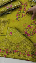 DHANI HEAVY 2 PC LAWN CHIKENKARI QALMAKAR8123