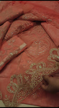 Maria b lawn luxury EMBROIDERY peach seq881177