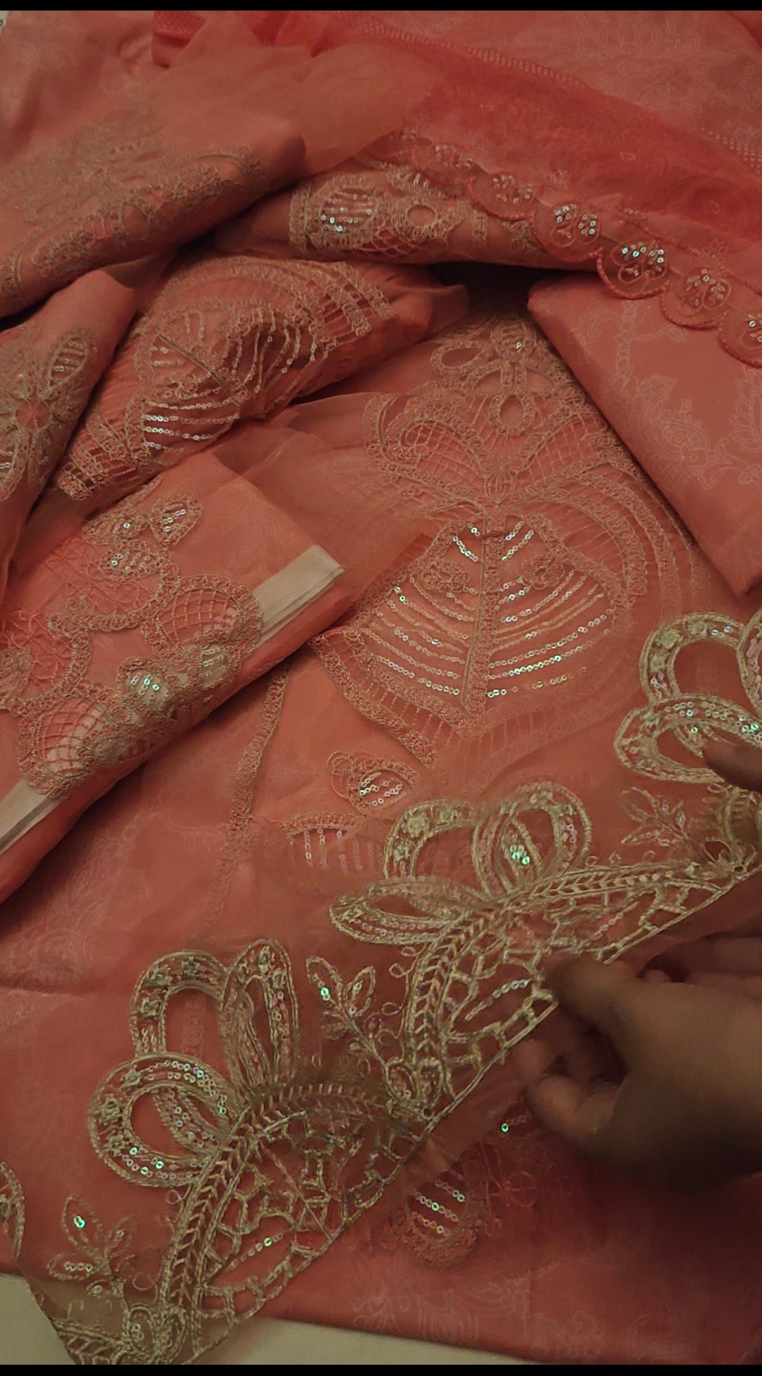 Maria b lawn luxury EMBROIDERY peach seq881177