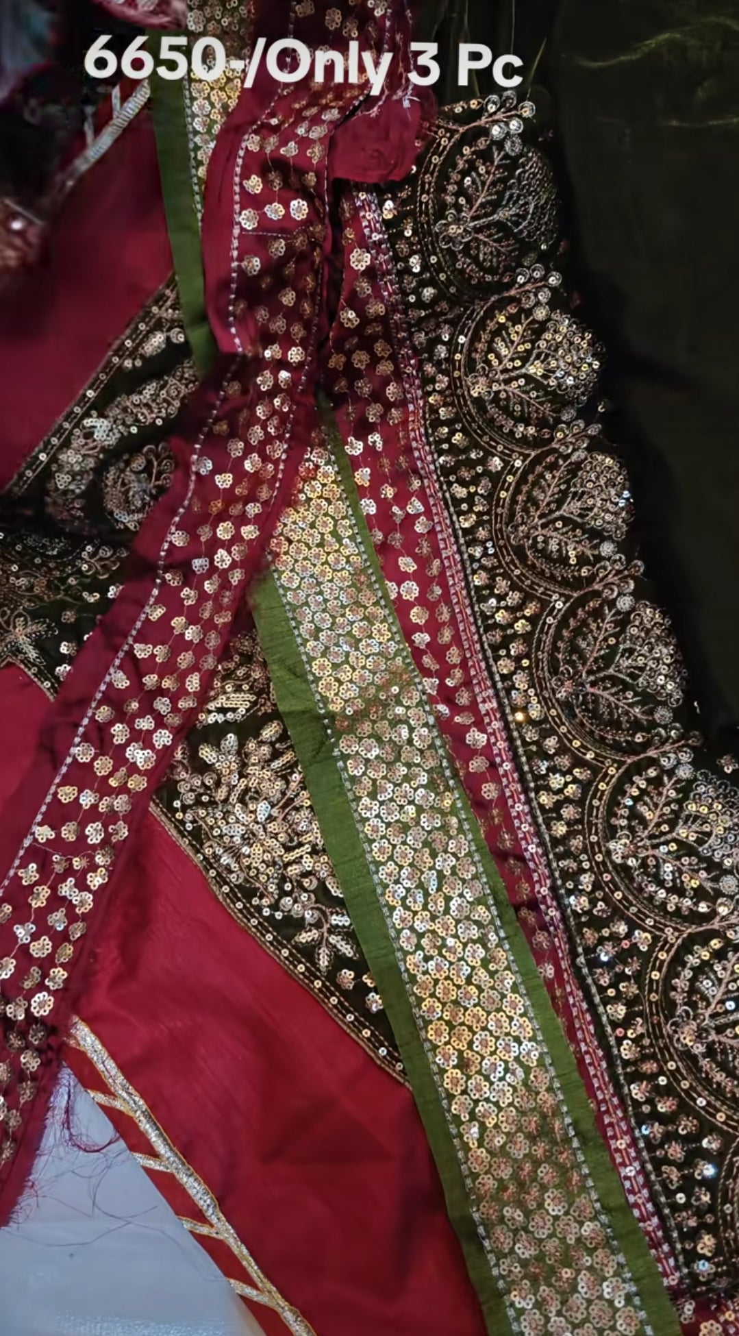 JAZMIN VELVET SEQUENCE WORK 3 PIECE DRESS