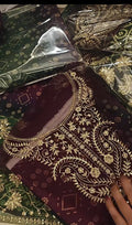 NUREH 3PC ARTICLE WINTER KHADDAR PATCHES PLUMGREENRNMKH