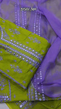 LAWN EMBROIDERED MIRROR WORK 3 PIECE ARTICLE MRW65O