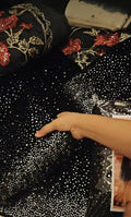 Velvet 3pc article embroidered blackstaraoouuo