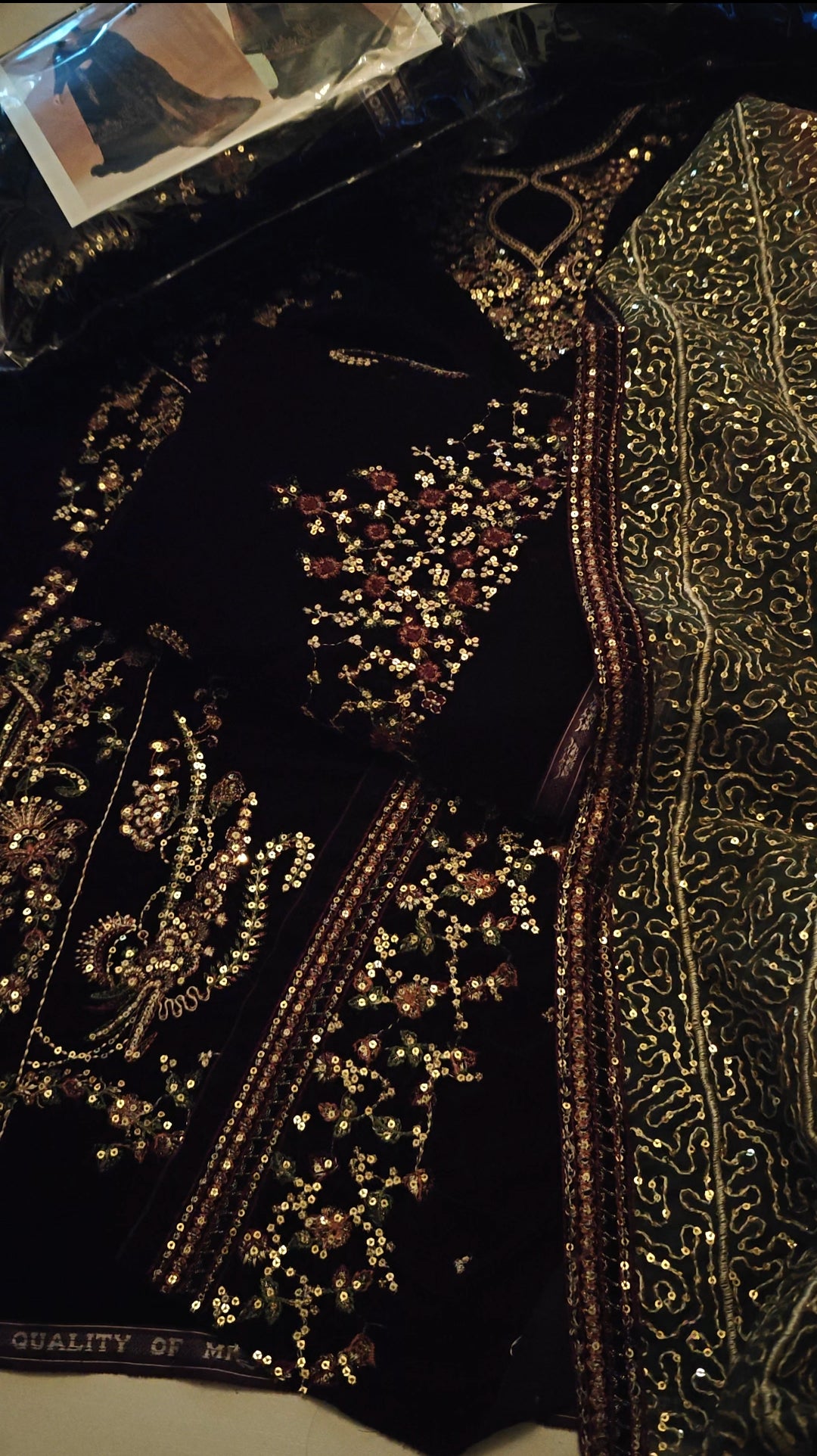 JAZMIN EMBROIDERED VELVET 3 PIECE DRESS M3ZT