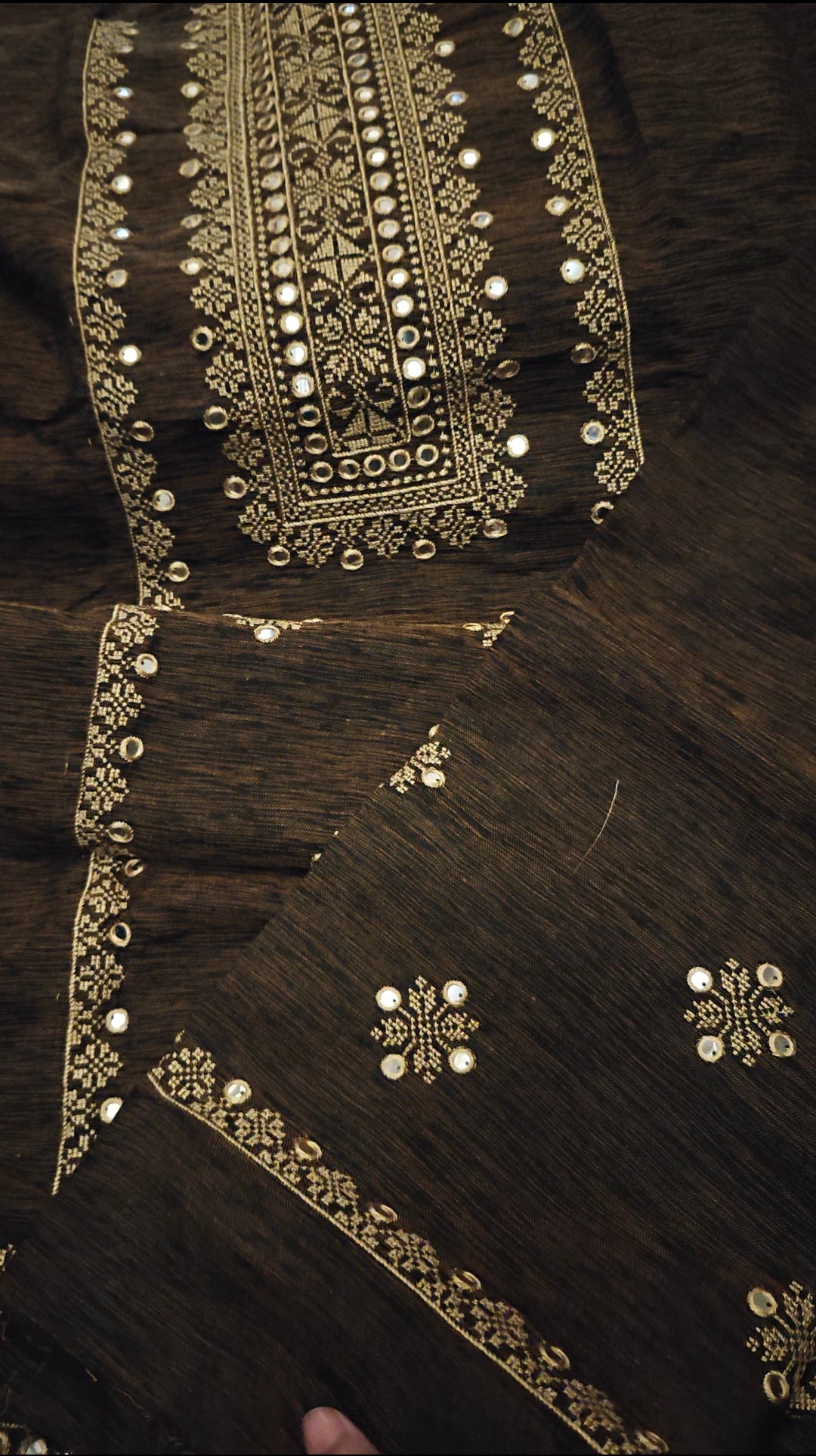 SHAMRAY MIRROR WORK 3 PIECE DRESS