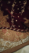 PEACH WOOL VELVET DUPPATA 3 PIECE ARTICLE