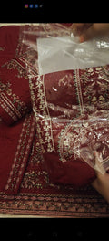 HUSSAIN REHAR MEHROON EMBERODRY 3PC 901038666MHR