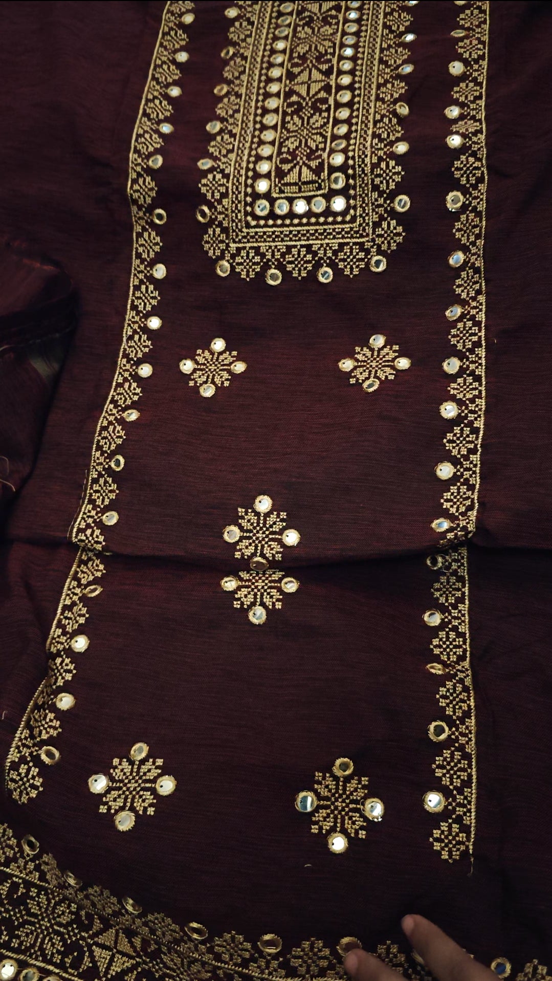 SHAMRAY MIRROR WORK 3 PIECE DRESS