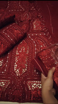 3PC LAWN MEHROON lawn meh81234