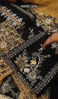 Aneelas 3pc marina dhanak heavy embroidered blackyellojtigu