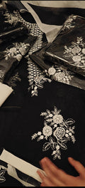 BAREEZE LAWN 3PC BLACK WHITE GAQI55011
