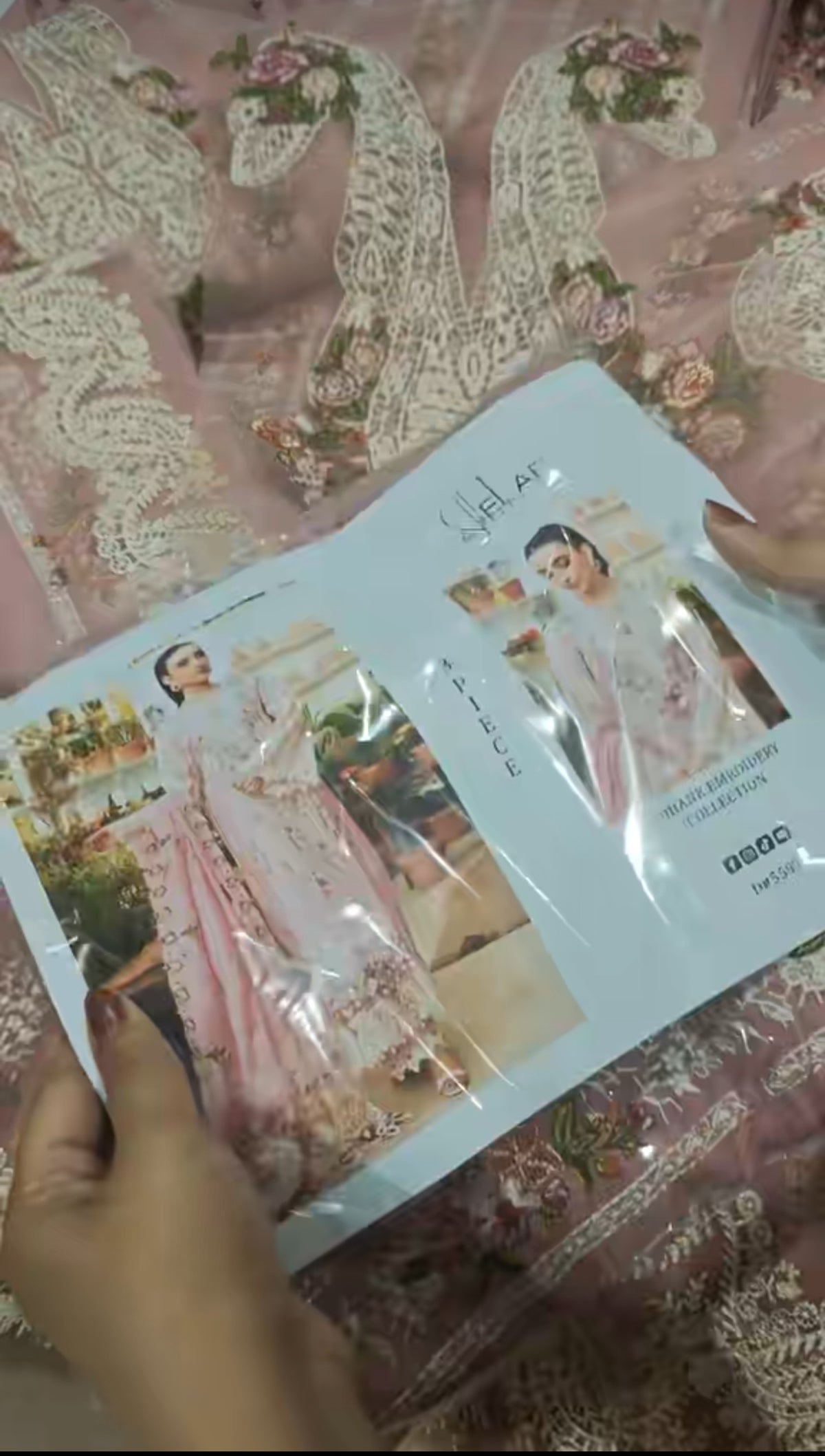 ELAF DHANAK MARINA 3PC ARTICLE WINTER SEQUENCE EMBROIDERED TEPINKCOLOR