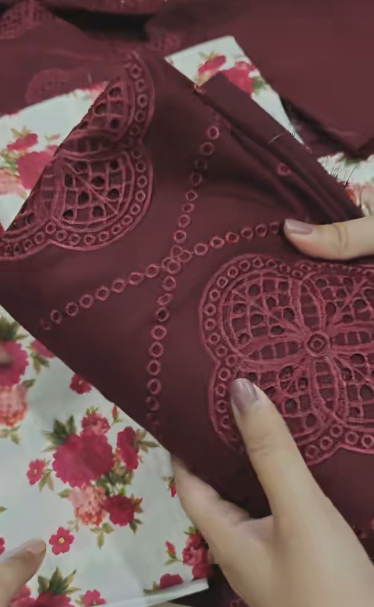 Marina dhanak 2pc ARTICLE with heavy embroidered viscose trouserkyouohk